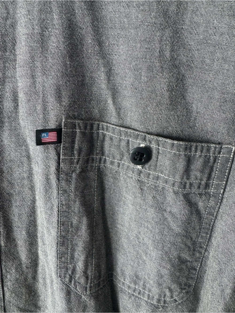 Polo Jeans Co. Ralph Lauren Grey Button Down Shirt with American Flag Tag XXL